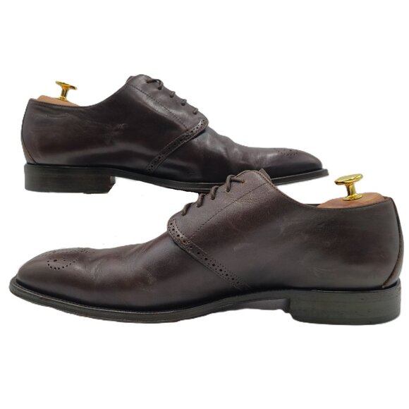 Bally Switzerland Mens Size 10D Dark Brown Leather Dress Shoes Medallion Oxfords - Picture 7 of 10